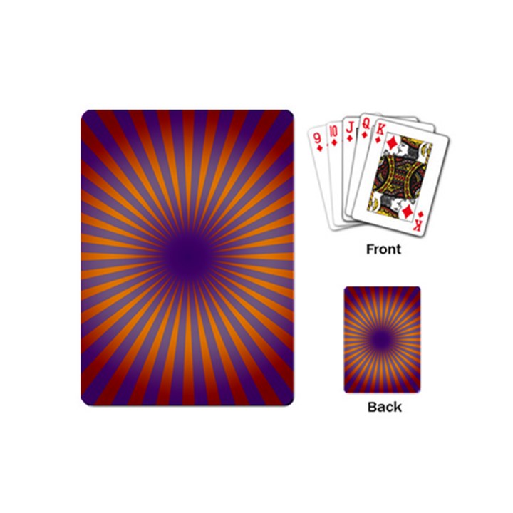 Retro Circle Lines Rays Orange Playing Cards (Mini) 