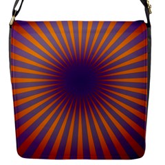 Retro Circle Lines Rays Orange Flap Messenger Bag (s) by Amaryn4rt