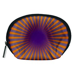 Retro Circle Lines Rays Orange Accessory Pouches (medium) 