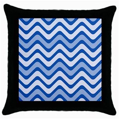 Waves Wavy Lines Pattern Design Throw Pillow Case (black) by Amaryn4rt