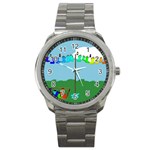 Welly Boot Rainbow Clothesline Sport Metal Watch Front