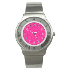 Geometric Pattern Wallpaper Pink Stainless Steel Watch by Amaryn4rt
