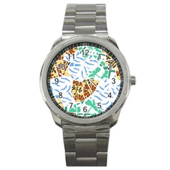 Broken Tile Texture Background Sport Metal Watch