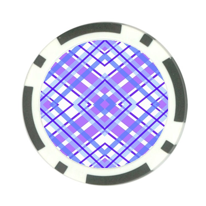 Geometric Plaid Pale Purple Blue Poker Chip Card Guard (10 pack)