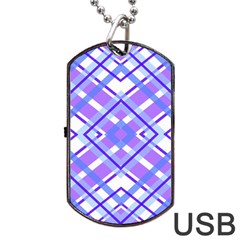 Geometric Plaid Pale Purple Blue Dog Tag Usb Flash (one Side) by Amaryn4rt