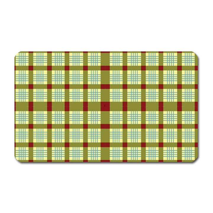 Geometric Tartan Pattern Square Magnet (Rectangular)