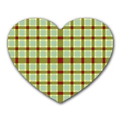 Geometric Tartan Pattern Square Heart Mousepads by Amaryn4rt