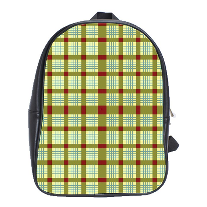 Geometric Tartan Pattern Square School Bags(Large) 