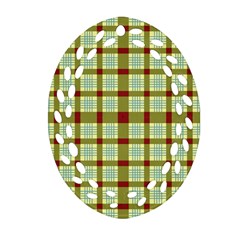 Geometric Tartan Pattern Square Oval Filigree Ornament (two Sides) by Amaryn4rt