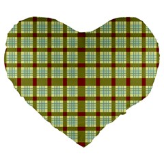 Geometric Tartan Pattern Square Large 19  Premium Flano Heart Shape Cushions by Amaryn4rt