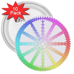 Polygon Evolution Wheel Geometry 3  Buttons (10 Pack)  by Amaryn4rt