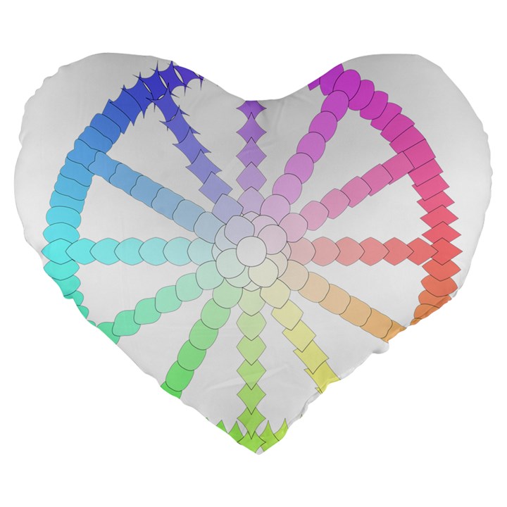 Polygon Evolution Wheel Geometry Large 19  Premium Heart Shape Cushions
