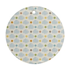 Baby Cloudy Star Cloud Rainbow Blue Sky Round Ornament (two Sides)