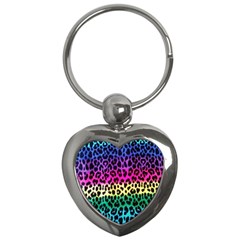 Cheetah Neon Rainbow Animal Key Chains (heart)  by Alisyart