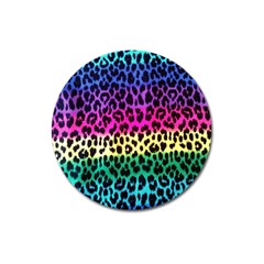 Cheetah Neon Rainbow Animal Magnet 3  (round) by Alisyart