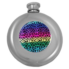 Cheetah Neon Rainbow Animal Round Hip Flask (5 Oz) by Alisyart