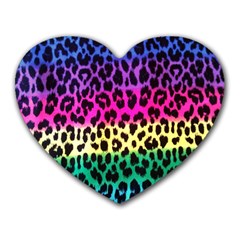 Cheetah Neon Rainbow Animal Heart Mousepads by Alisyart