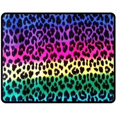 Cheetah Neon Rainbow Animal Fleece Blanket (medium) 