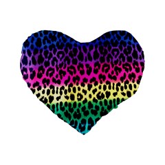 Cheetah Neon Rainbow Animal Standard 16  Premium Heart Shape Cushions by Alisyart