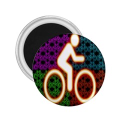 Bike Neon Colors Graphic Bright Bicycle Light Purple Orange Gold Green Blue 2 25  Magnets