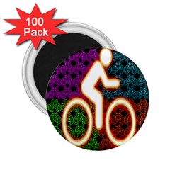 Bike Neon Colors Graphic Bright Bicycle Light Purple Orange Gold Green Blue 2 25  Magnets (100 Pack)  by Alisyart
