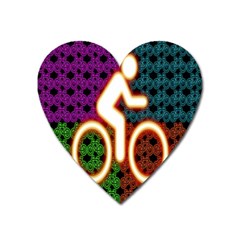 Bike Neon Colors Graphic Bright Bicycle Light Purple Orange Gold Green Blue Heart Magnet