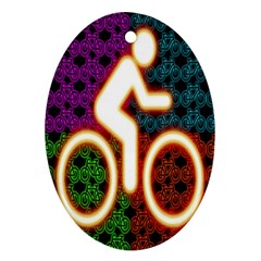 Bike Neon Colors Graphic Bright Bicycle Light Purple Orange Gold Green Blue Oval Ornament (two Sides) by Alisyart