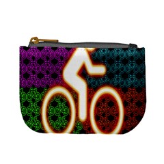 Bike Neon Colors Graphic Bright Bicycle Light Purple Orange Gold Green Blue Mini Coin Purses