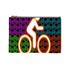 Bike Neon Colors Graphic Bright Bicycle Light Purple Orange Gold Green Blue Cosmetic Bag (large) 