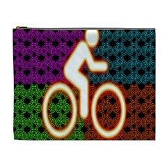 Bike Neon Colors Graphic Bright Bicycle Light Purple Orange Gold Green Blue Cosmetic Bag (xl)