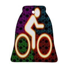 Bike Neon Colors Graphic Bright Bicycle Light Purple Orange Gold Green Blue Bell Ornament (two Sides)