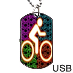 Bike Neon Colors Graphic Bright Bicycle Light Purple Orange Gold Green Blue Dog Tag Usb Flash (two Sides) by Alisyart