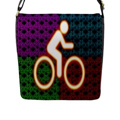 Bike Neon Colors Graphic Bright Bicycle Light Purple Orange Gold Green Blue Flap Messenger Bag (l)  by Alisyart