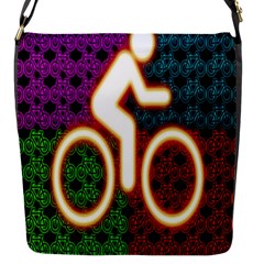 Bike Neon Colors Graphic Bright Bicycle Light Purple Orange Gold Green Blue Flap Messenger Bag (s) by Alisyart