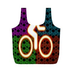 Bike Neon Colors Graphic Bright Bicycle Light Purple Orange Gold Green Blue Full Print Recycle Bags (m)  by Alisyart