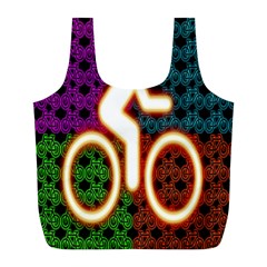 Bike Neon Colors Graphic Bright Bicycle Light Purple Orange Gold Green Blue Full Print Recycle Bags (l)  by Alisyart