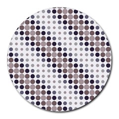 Circle Blue Grey Line Waves Black Round Mousepads
