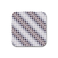 Circle Blue Grey Line Waves Black Rubber Square Coaster (4 pack) 