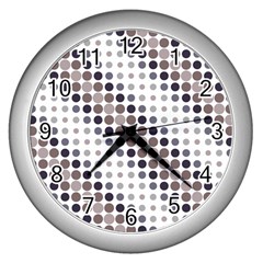 Circle Blue Grey Line Waves Black Wall Clocks (Silver) 