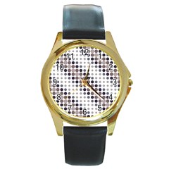 Circle Blue Grey Line Waves Black Round Gold Metal Watch by Alisyart