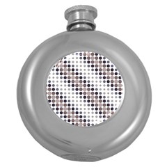 Circle Blue Grey Line Waves Black Round Hip Flask (5 oz)