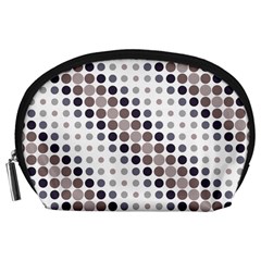 Circle Blue Grey Line Waves Black Accessory Pouches (Large) 