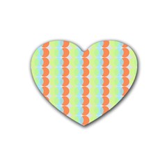 Circles Orange Blue Green Yellow Rubber Coaster (heart) 