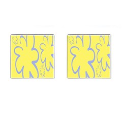 Doodle Shapes Large Flower Floral Grey Yellow Cufflinks (square) by Alisyart