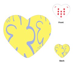 Doodle Shapes Large Flower Floral Grey Yellow Playing Cards (heart) 