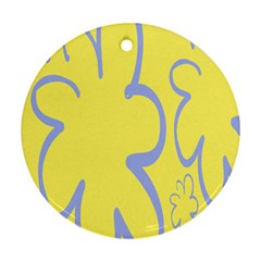 Doodle Shapes Large Flower Floral Grey Yellow Round Ornament (two Sides) by Alisyart