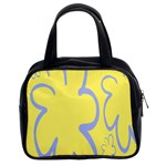 Doodle Shapes Large Flower Floral Grey Yellow Classic Handbags (2 Sides) Front