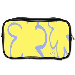 Doodle Shapes Large Flower Floral Grey Yellow Toiletries Bags