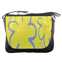 Doodle Shapes Large Flower Floral Grey Yellow Messenger Bags