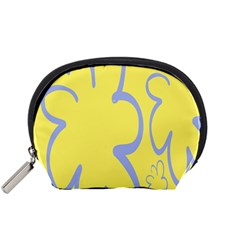 Doodle Shapes Large Flower Floral Grey Yellow Accessory Pouches (small) 